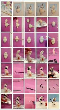 a collage of photos showing different types of doughnuts and marshmallows