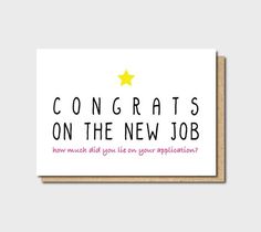 congratulations card with the words congrats on the new job