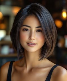 Timeless Classic Bob with Dark Fall Hair Colors Asian 💇‍♀️ Short Hair Styles Asian, Asian Hair Balayage Ash Brown, Asian Lob Haircut, Asian Hair Balayage Ash, Balayage Ash Brown, Asian Hair Bob, Asian Hair Trends, Hair Colors Asian, Pixie 2024