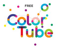 the text color tube is surrounded by multicolored circles and dots on a white background