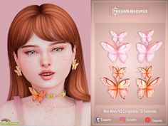 The Sims Resource - Spring Floral Butterfly Earrings (Child) Sims4 Earrings, Sims 4 Cc Makeup Skin, Sims 4 Butterfly, Sims 4 Fairy Cc, The Sims 4 Toddler, Ts4 Cc Alpha, Sims 4 Harry Potter, Sims 4 Child Cc