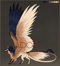 an image of a bird with wings on it's back and the words adopt above it