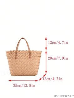 BagForLove - Woven Straw Beach Tote: Fashionably Spacious Shoulder Bag, Ideal for Summer Travel Product Description Color Khaki Strap Type Double Handle Bag Size Medium Pattern Type Plain Style Vacation Type Top Handle Bag Features Lightweight Closure Type No-closure Material Straw Size Chart INCH CM Bag Length Bag Width Bag Height Handle Height 13.8 inch 4.7 inch 7.9 inch 4.7 inch Bag Length Bag Width Bag Height Handle Height 35 cm 12 cm 20 cm 12 cm Details Pictures Similar Products h2 { text-align: center; } /* æ¢è¡ */ li{ white-space: normal; word-break: break-all; word-wrap: break-word; } .red-box { width: 100%; display: flex; flex-direction: row; flex-wrap: wrap; justify-content: center; } .red-box > div { width: 190px; height: 250px; margin: 10px; } .red-box > div > a > img { width Large Summer Shoulder Bag For Daily Use, Casual Shopping Bag For Beach Season, Casual Shoulder Bag For Beach Shopping, Large Rectangular Bag For Summer, Large Summer Travel Shoulder Bag, Trendy Summer Bucket Shoulder Bag, Casual Woven Bags For Beach Season, Large Rectangular Summer Bag, Adjustable Strap Shoulder Bag For Beach Season