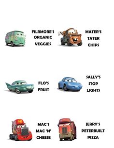 cars and trucks are shown with the names of them in different languages, including one for each