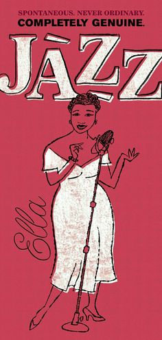 a drawing of a woman singing into a microphone with the words jazz written on it