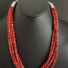 Sterling Silver Multi Strand Red Coral Bead Necklace 24 Inch Best Offers Accepted! Red Coral Necklace, Coral Beads Necklace, Coral Necklace, Coral Beads, Beads Necklace, Red Coral, Multi Strand, Bead Necklace, Womens Jewelry Necklace