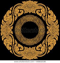 an ornate gold frame on a black background with place for the text in the center