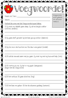 a printable worksheet with the words'voegwoorde '