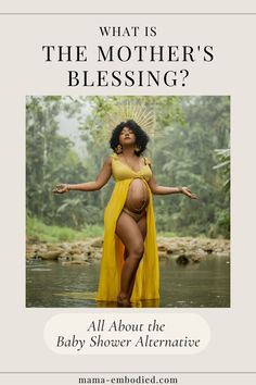 a woman in a yellow dress with the words, what is the mother's blessing?