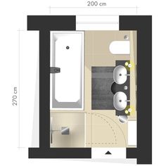 Erfahren Sie hierwie Sie ein kleines Bad modern einrichten und gestalten und das Bad optisch vergrößernIdeenTippsBeispieleGrundrisse Small Bathroom With Shower, Bathroom Plans, Bathroom Floor Plans, Bathtub Design, Small Bathroom Storage, Bathroom Design Luxury, House Bathroom