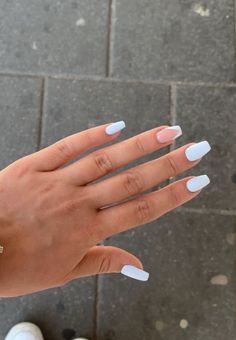 Cute Nail Aesthetic, Nail Inspiration Aesthetic, Aesthetic Nails Summer, Acrylic Nails Light Blue, Nail Inspo Aesthetic, Nails Baby Blue, Blue Nail Inspo, Cowboy Nails, Summer Nails Summer