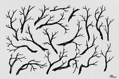 a tree with no leaves is shown in black on white paper, and it's branches