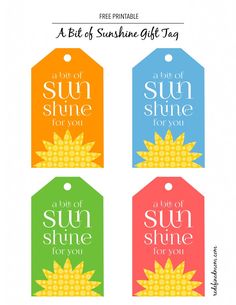 printable gift tags with the words, a bit of sunshine glame for you