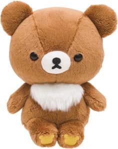 a brown and white teddy bear with big eyes