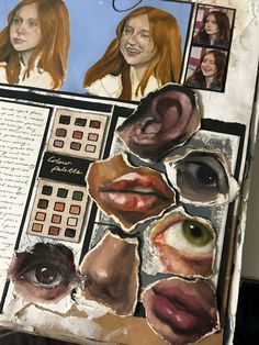 a book with pictures of women's faces on it