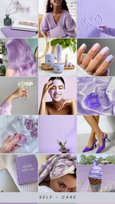 Skincare Aesthetic Purple, Lavender Moodboard Aesthetic, Purple Self Care Aesthetic, Lilac Logo, Selflove Aesthetic, Purple Aesthetics, Instagram Grid Design, Spa Colors, Stylish Outfits Casual