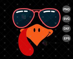 an orange bird wearing sunglasses with the words png svg dxf eps