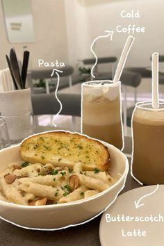 an image of a bowl of food and drinks on the table with instructions to make it