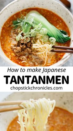 how to make japanese tantamen with chopsticks and noodles in a bowl