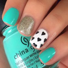 Cute and Girly Turquoise Nail Design for Short Nails Makeup tutorials you can find here: www.crazymakeupideas.com Turquoise Nail Designs, Kids Nail Designs, Nails 2016, Turquoise Design, Nail Art For Kids, Turquoise Nails, Nails For Kids, Nail Swag