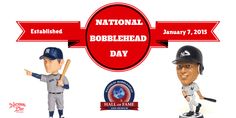 the bobblehead baseball player is posed next to another bobble head figurine