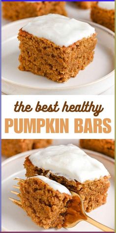 This healthy Pumpkin Bars Recipe makes the best dessert for fall, quick and easy in a bowl. Moist, perfectly spiced and delicious, you will never guess these bars have no oil, no butter, and no refined sugar. Diet Pumpkin Dessert, Pumpkin Bars Recipe Healthy, Healthy Pumpkin Bars Clean Eating, No Sugar Added Thanksgiving Desserts, Healthy Pumpkin Dessert Clean Eating, Pumpkin No Sugar Recipes, Healthy Easy Pumpkin Dessert, Healthy Pumpkin Bars Easy, Low Sugar Fall Desserts