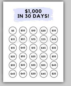 a printable $ 1, 000 in 30 days