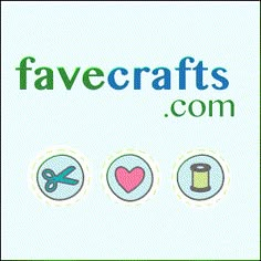 the logo for favecrafts com is shown in blue and green with pink hearts