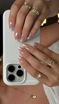 #NailInspo #NailArt #NailDesign #NailGoals #Nailstagram #NailsofTheDay #Manicure #NailFashion #NailAddict #NailArtist #NailTrends #NailInspiration #NailsOnFleek #NailSwag #NailObsessed #NailPerfection #NailStyle #NailLife #PrettyNails #NailLove Nail Ideas Almond Shape Fall, Neutral Nails With Chrome, Nude Nails Chrome, Nude Nails With Chrome, Chrome Nude Nails, Nude Nails With Gold, Nude Chrome Nails, Nude Chrome, Hoco Nails