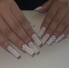 Edgy Nails, White Acrylic Nails, Classy Acrylic Nails, Gem Nails, Short Acrylic Nails Designs, Pink Acrylic Nails