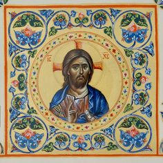 an ornately painted icon depicting jesus