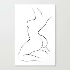 a black and white line drawing of a woman's body on a white background