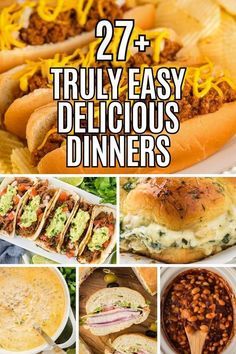 the cover of the book, 27 + truly easy delicious dinners