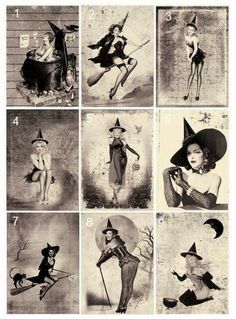 black and white pictures of women dressed as witches