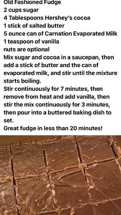 chocolate fudge recipe with instructions on how to make it