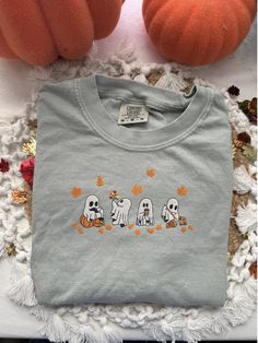 -Embroidered Comfort Colors t-shirt   - Unisex Shirt  -comfort colors  brand please message me for any questions. Thank you! Cute Halloween Shirts, Halloween Tshirt, Teacher Outfits, Embroidered Shirt, Halloween Ghosts, Halloween Tshirts, Unisex Shirt, Halloween Shirt, Cute Halloween