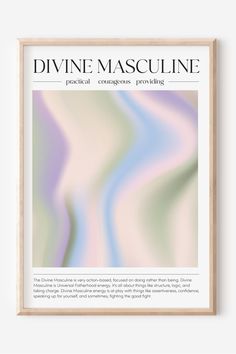 the front cover of divine mascuine magazine, featuring an abstract background in pastel shades