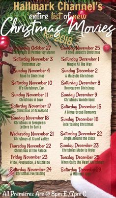 the christmas movie schedule for hamark channel