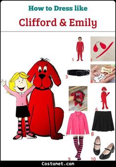 how to dress like clifford and emly from the muppet show costume ideas, movie costumes, halloween costumes, cartoon characters, person, character costumes, children's clothing, kids, disney princess zeo