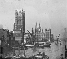 an old black and white photo of the big ben clock tower in london, england