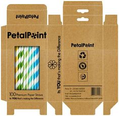 two boxes with different colored paper straws in them, one for petalpaint