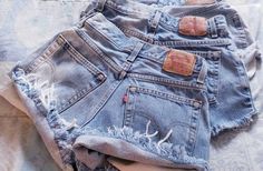 Levi's Authentic Vintage Denim Cutoffs Shorts High-Waist Jean Shorts Vintage Levi Shorts, Levis Denim Shorts, Denim Cutoff Shorts, Thrift Fashion, Denim Cutoffs, Levi Shorts, Upcycle Jeans