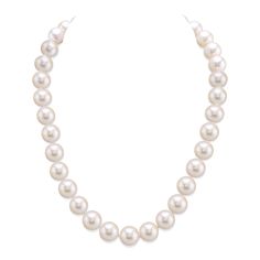 A freshwater pearl necklace of this size is extremely rare. This gorgeous 11-12mm white freshwater pearl necklace that is certain to be a favorite for generations. This pearl necklace consists of mostly round pearls with a few pearls that have an off-round shape. The pearl color is white and comes affixed with a beautiful 14K gold clasp. 

Each pearl is hand-picked and matched to compile this exquisite pearl necklace. Classic White Pearl Drop Necklace, White Akoya Pearl Single Strand Necklace, Classic White Pearl Necklace With Round Beads, White Pearl Necklace With Round Beads For Formal Occasions, Pearl Necklace Png, Necklace Png, Leather Pearl Jewelry, Pearl Trend, Single Pearl Necklace