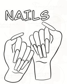 Coloring Nails Drawing, Cute Things Coloring Pages, Nail Coloring Pages, Preppy Coloring Sheets, Things To Colour In, Things To Color In, Baddie Coloring Pages Easy, Baddie Coloring Pages Printable, Nails Drawing Ideas