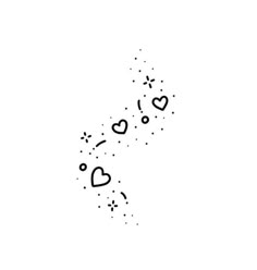 the word love is written in black ink on a white background with hearts and stars