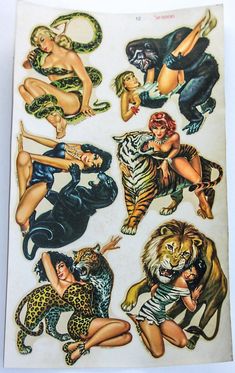 an image of various women and animals on a sheet