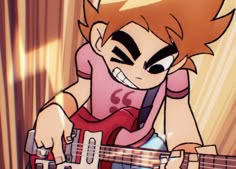 a cartoon character playing an electric guitar