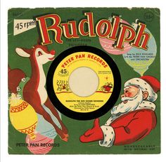 an old record with santa claus and rudolph on it