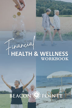 an advertisement for a health and well - being workbook with images of people on the beach