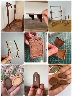 there are pictures of different things made out of wood